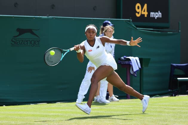 Tennis - Wimbledon (Day 2) 28th June 2022 - Tennis - Wimbledon (Day 2) - Coco Gauff (USA) in action during her Ladies Singles 1st Round match against Elena-Gabriela Ruse (ROM) - Photo: Simon Stacpoole Offside. London UK Copyright: xSimonxStacpoolexOffside