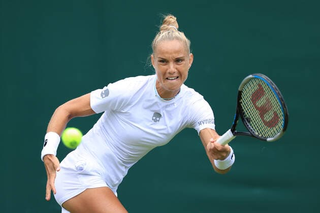 Tennis - Wimbledon (Day 2) 28th June 2022 - Tennis - Wimbledon (Day 2) - Arantxa Rus (NED) in action against Catherine Harrison (USA) during their Ladies Singles 1st Round match - Photo: Simon Stacpoole Offside. London UK Copyright: xSimonxStacpoolexOffside