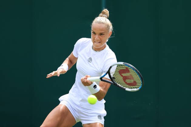 Tennis - Wimbledon (Day 2) 28th June 2022 - Tennis - Wimbledon (Day 2) - Arantxa Rus (NED) in action against Catherine Harrison (USA) during their Ladies Singles 1st Round match - Photo: Simon Stacpoole Offside. London UK Copyright: xSimonxStacpoolexOffside