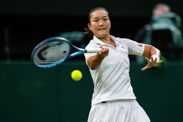 220628 Harmony Tan of France competes in a first round singles tennis match during day 2 of Wimbledon on June 28, 2022 in London. Photo: Mathias Bergeld BILDBYRAN kod MB MB0413 tennis wimbledon day 2 bbeng frankrike france dam Copyright: MATHIASxBERGELD BB220628MB102