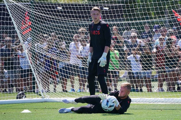Teddy Boulhendi (OGC Nice) - Marcin Bulka (OGC Nice) FOOTBALL : Reprise de l™entrainement de l™OGC Nice - Nice - 29 06 2022 NorbertScanella Panoramic 