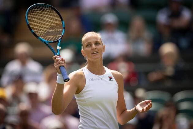 Mandatory Credit: Photo by Ella Ling Shutterstock (13008247y) Karolina Pliskova celebrates after winning her second round match Wimbledon Tennis Championships, Day 3, The All England Lawn Tennis and Croquet Club, London, UK - 29 Jun 2022 Wimbledon Tennis Championships, Day 3, The All England Lawn Tennis and Croquet Club, London, UK - 29 Jun 2022  Copyright: xEllaxLing Shutterstockx 13008247y