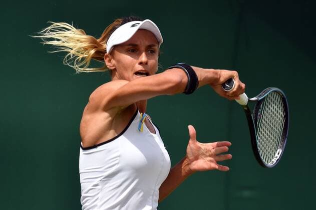 Mandatory Credit: Photo by James Veysey Shutterstock (13008248ab) Lesia Tsurenko during her second round match Wimbledon Tennis Championships, Day 3, The All England Lawn Tennis and Croquet Club, London, UK - 29 Jun 2022 Wimbledon Tennis Championships, Day 3, The All England Lawn Tennis and Croquet Club, London, UK - 29 Jun 2022  Copyright: xJamesxVeysey Shutterstockx 13008248ab