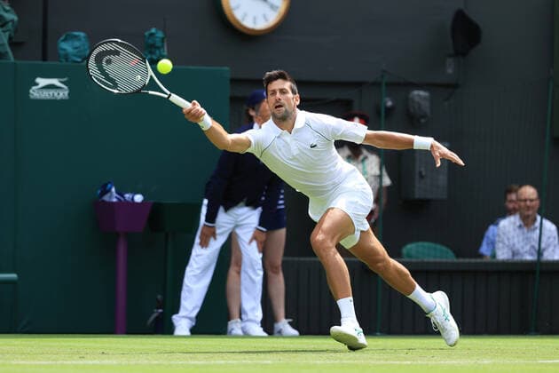 Tennis - Wimbledon (Day 3) 29th June 2022 - Tennis - Wimbledon (Day 3) - Novak Djokovic (SRB) in action during his Gentlemen s Singles 2nd Round match against Thanasi Kokkinakis (AUS) - Photo: Simon Stacpoole Offside. London UK Copyright: xSimonxStacpoolexOffside