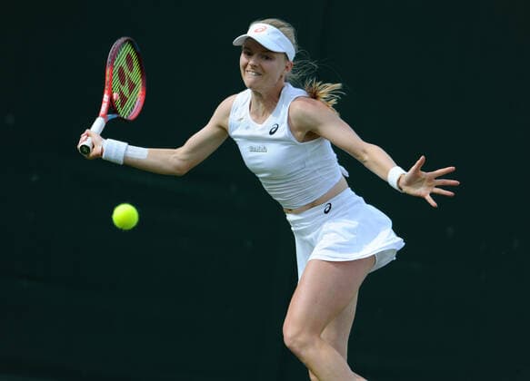 Tennis - 2022 Wimbledon Championships - Week One - Day Two (Wednesday) - All England Lawn Tennis Club, Wimbledon - Wednesday 29th June 2022 Rebeka Masarova v Harriet Dart Harriet Dart of Great Britain 