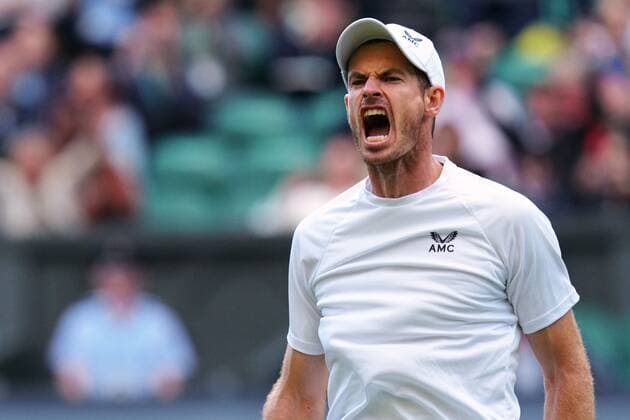 Mandatory Credit: Photo by Javier Garcia Shutterstock (13008249jw) Andy Murray celebrates after winning the third set during his second round match Wimbledon Tennis Championships, Day 3, The All England Lawn Tennis and Croquet Club, London, UK - 29 Jun 2022 Wimbledon Tennis Championships, Day 3, The All England Lawn Tennis and Croquet Club, London, UK - 29 Jun 2022  Copyright: xJavierxGarcia Shutterstockx 13008249jw