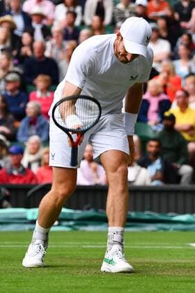 Mandatory Credit: Photo by James Veysey Shutterstock (13008248fk) Andy Murray throws his racquet to the ground during his second round match Wimbledon Tennis Championships, Day 3, The All England Lawn Tennis and Croquet Club, London, UK - 29 Jun 2022 Wimbledon Tennis Championships, Day 3, The All England Lawn Tennis and Croquet Club, London, UK - 29 Jun 2022  Copyright: xJamesxVeysey Shutterstockx 13008248fk