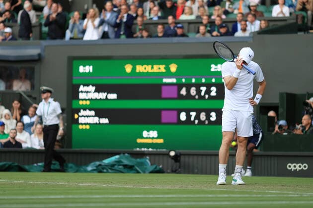Tennis - Wimbledon (Day 3) 29th June 2022 - Tennis - Wimbledon (Day 3) - Andy Murray (GBR) looks dejected after losing his serve in the 4th set during his Gentlemen s Singles 2nd Round match against John Isner (USA) - Photo: Simon Stacpoole Offside. London UK Copyright: xSimonxStacpoolexOffside