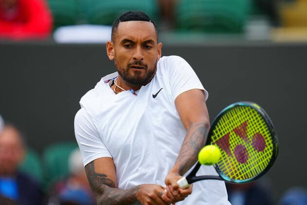 Mandatory Credit: Photo by Javier Garcia Shutterstock (13010731al) Nick Kyrgios during his second round match Wimbledon Tennis Championships, Day 4, The All England Lawn Tennis and Croquet Club, London, UK - 30 Jun 2022 Wimbledon Tennis Championships, Day 4, The All England Lawn Tennis and Croquet Club, London, UK - 30 Jun 2022  Copyright: xJavierxGarcia Shutterstockx 13010731al