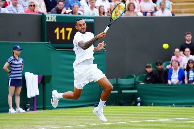 Mandatory Credit: Photo by Javier Garcia Shutterstock (13010731bd) Nick Kyrgios during his second round match Wimbledon Tennis Championships, Day 4, The All England Lawn Tennis and Croquet Club, London, UK - 30 Jun 2022 Wimbledon Tennis Championships, Day 4, The All England Lawn Tennis and Croquet Club, London, UK - 30 Jun 2022  Copyright: xJavierxGarcia Shutterstockx 13010731bd