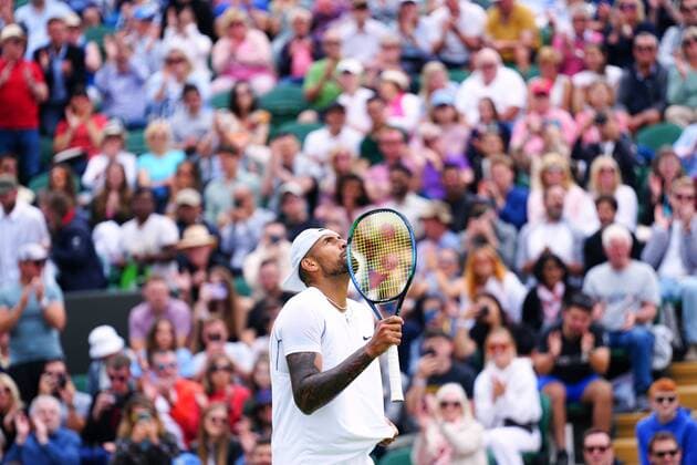 Sport Themen der Woche KW26 Mandatory Credit: Photo by Javier Garcia Shutterstock (13010731ch) Nick Kyrgios celebrates victory in his second round match Wimbledon Tennis Championships, Day 4, The All England Lawn Tennis and Croquet Club, London, UK - 30 Jun 2022 Wimbledon Tennis Championships, Day 4, The All England Lawn Tennis and Croquet Club, London, UK - 30 Jun 2022  Copyright: xJavierxGarcia Shutterstockx 13010731ch