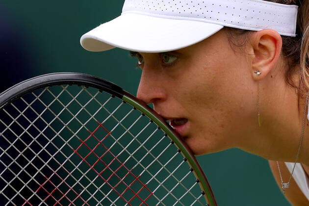 30th June 2022, All England Lawn Tennis and Croquet Club, London, England; Wimbledon Tennis tournament; Paula Badosa during her match with Irina Bara in the ladies singles  ActionPlus12403015 ShaunxBrooks