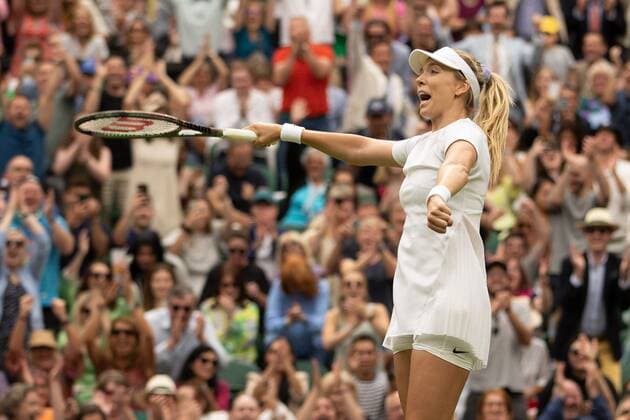 Mandatory Credit: Photo by Ella Ling Shutterstock (13010730bc) Katie Boulter celebrates winning her second round match Wimbledon Tennis Championships, Day 4, The All England Lawn Tennis and Croquet Club, London, UK - 30 Jun 2022 Wimbledon Tennis Championships, Day 4, The All England Lawn Tennis and Croquet Club, London, UK - 30 Jun 2022  Copyright: xEllaxLing Shutterstockx 13010730bc