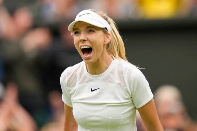 Mandatory Credit: Photo by Dave Shopland Shutterstock (13010728bl) Katie Boulter celebrates after winning her second round match Wimbledon Tennis Championships, Day 4, The All England Lawn Tennis and Croquet Club, London, UK - 30 Jun 2022 Wimbledon Tennis Championships, Day 4, The All England Lawn Tennis and Croquet Club, London, UK - 30 Jun 2022  Copyright: xDavexShopland Shutterstockx 13010728bl