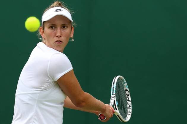 Great Britain, London, All England Lawn Tennis Club, The Championships Wimbledon 2022 - DAY 4- 30 06 2022 Belgian player Elise Mertens (BEL) pictured during her second round against Panna Udvardy (HUN) in London , All England Lawn Tennis Club at The Championships Wimbledon 2022 The Championships Wimbledon 2022- DAY 4- 30 06 2022 PhotoNews Panoramic 