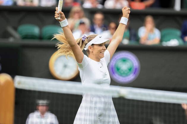 Tennis - Wimbledon (Day 4) 30th June 2022 - Tennis - Wimbledon (Day 4) - Katie Boulter (GBR) celebrates victory over Karolina Pliskova (CZE) in the Ladies Singles 2nd Round match - Photo: Simon Stacpoole Offside. London UK Copyright: xSimonxStacpoolexOffside