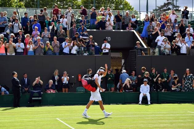 Mandatory Credit: Photo by James Veysey Shutterstock (13010732dj) Liam Broady celebrates victory in his second round match Wimbledon Tennis Championships, Day 4, The All England Lawn Tennis and Croquet Club, London, UK - 30 Jun 2022 Wimbledon Tennis Championships, Day 4, The All England Lawn Tennis and Croquet Club, London, UK - 30 Jun 2022  Copyright: xJamesxVeysey Shutterstockx 13010732dj