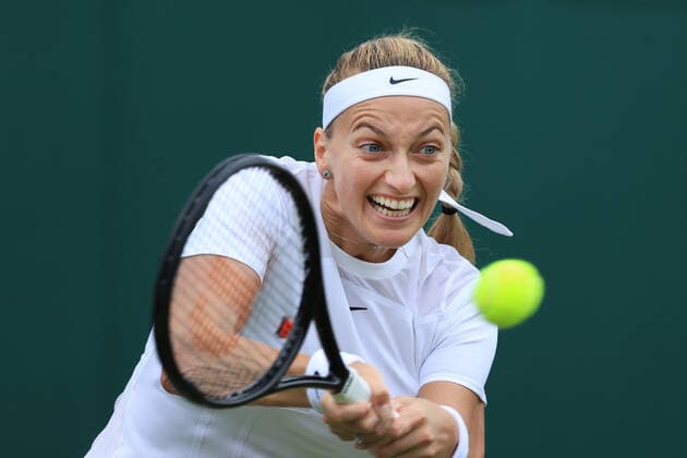 Tennis - Wimbledon (Day 4) 30th June 2022 - Tennis - Wimbledon (Day 4) - Petra Kvitova (CZE) in action against Ana Bogdan (ROU) in their Ladies Singles 2nd Round match - Photo: Simon Stacpoole Offside. London UK Copyright: xSimonxStacpoolexOffside