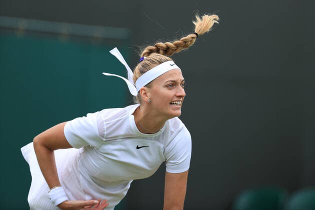Tennis - Wimbledon (Day 4) 30th June 2022 - Tennis - Wimbledon (Day 4) - Petra Kvitova (CZE) in action against Ana Bogdan (ROU) during their Ladies Singles 2nd Round match - Photo: Simon Stacpoole Offside. London UK Copyright: xSimonxStacpoolexOffside