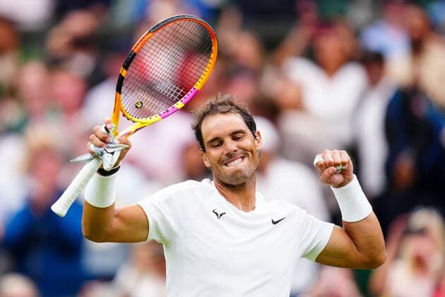 Mandatory Credit: Photo by Javier Garcia Shutterstock (13010731iq) Rafael Nadal celebrates after winning his second round match Wimbledon Tennis Championships, Day 4, The All England Lawn Tennis and Croquet Club, London, UK - 30 Jun 2022 Wimbledon Tennis Championships, Day 4, The All England Lawn Tennis and Croquet Club, London, UK - 30 Jun 2022  Copyright: xJavierxGarcia Shutterstockx 13010731iq