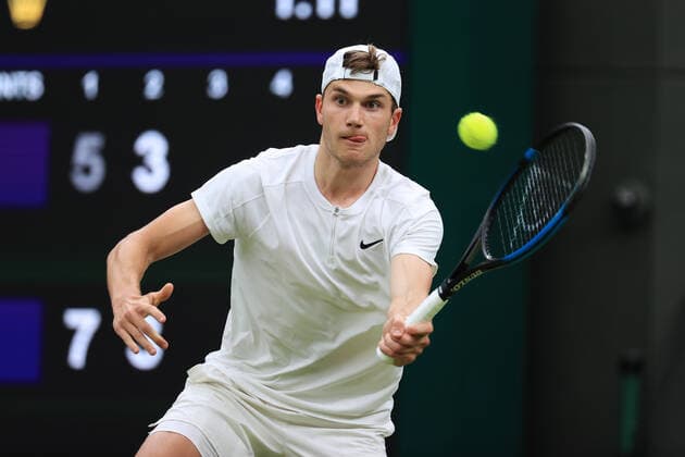 Tennis - Wimbledon (Day 4) 30th June 2022 - Tennis - Wimbledon (Day 4) - Jack Draper (GBR) in action against Alex De Minaur (AUS) in their Gentlemen s Singles 2nd Round match - Photo: Simon Stacpoole Offside. London UK Copyright: xSimonxStacpoolexOffside
