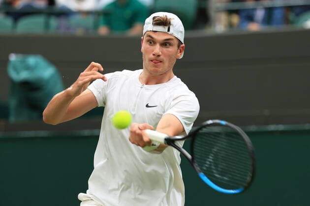 Tennis - Wimbledon (Day 4) 30th June 2022 - Tennis - Wimbledon (Day 4) - Jack Draper (GBR) in action against Alex De Minaur (AUS) in their Gentlemen s Singles 2nd Round match - Photo: Simon Stacpoole Offside. London UK Copyright: xSimonxStacpoolexOffside
