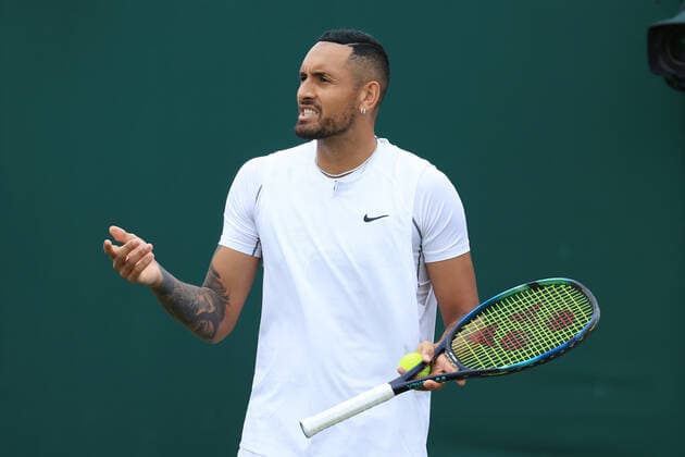 Tennis - Wimbledon (Day 4) 30th June 2022 - Tennis - Wimbledon (Day 4) - Nick Kyrgios (AUS) gestures during his Gentlemen s Singles 2nd Round match against Filip Krajinovic (SRB) - Photo: Simon Stacpoole Offside. London UK Copyright: xSimonxStacpoolexOffside