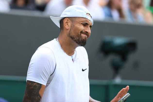 Tennis - Wimbledon (Day 4) 30th June 2022 - Tennis - Wimbledon (Day 4) - Nick Kyrgios (AUS) gestures during his Gentlemen s Singles 2nd Round match against Filip Krajinovic (SRB) - Photo: Simon Stacpoole Offside. London UK Copyright: xSimonxStacpoolexOffside