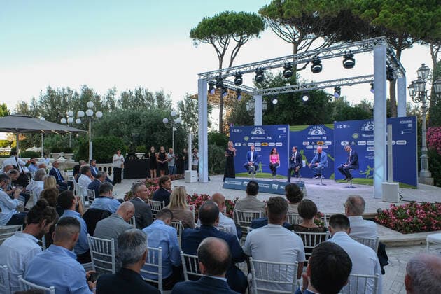 Photo Guido Calamosca LaPresse june 29, 2022 Bologna, Italy news Opening of the football market at the grand hotel in Rimini and setting up of the Azzurra exhibition dedicated to the great history of the national team, Nationalteam 40 years after the 82nd world cup present Beppe Bergomi, the president Stefano Bonaccini, the wife of paolo Rossi federica cappelletti, Arrigo Sacchi, Frederic Massara, Rosella Sensi, Matteo Marani  Copyright: xGuidoxCalamosca LaPressex
