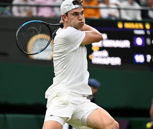 Championships - Week One - Day Two (Thursday) - All England Lawn Tennis Club, Wimbledon - Thursday 30th June 2022 Alex De Minaur v Jack Draper Jack Draper of Great Britain 