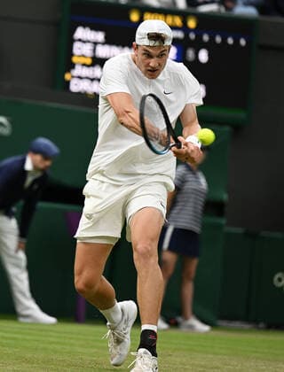 Championships - Week One - Day Two (Thursday) - All England Lawn Tennis Club, Wimbledon - Thursday 30th June 2022 Alex De Minaur v Jack Draper Jack Draper of Great Britain 