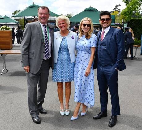 Mandatory Credit: Photo by James Veysey Shutterstock (13012400o) Phillip Brook, AELTC Chairman and Gill Brook with Katherine Jenkins and Andrew Levitas Wimbledon Tennis Championships, Day 5, The All England Lawn Tennis and Croquet Club, London, UK - 01 Jul 2022 Wimbledon Tennis Championships, Day 5, The All England Lawn Tennis and Croquet Club, London, UK - 01 Jul 2022  Copyright: xJamesxVeysey Shutterstockx 13012400o