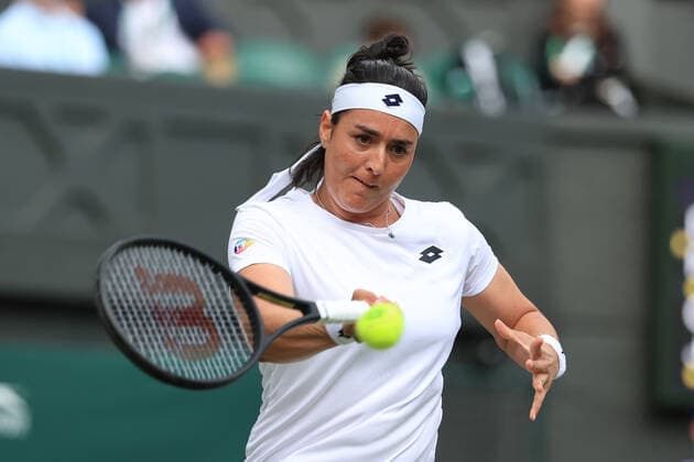 Tennis - Wimbledon (Day 5) 1st July 2022 - Tennis - Wimbledon (Day 5) - Ons Jabeur (TUN) in action against Diane Parry (FRA) in their Ladies Singles 3rd Round match - Photo: Simon Stacpoole Offside. London UK Copyright: xSimonxStacpoolexOffside