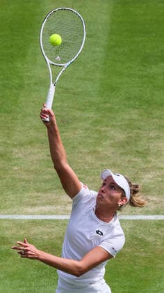Belgian Elise Mertens pictured in action during a tennis match against German Kerber in the third round of the women s singles tournament at the 2022 Wimbledon grand slam tennis tournament at the All England Tennis Club, in south-west London, Britain, Friday 01 July 2022. BENOITxDOPPAGNE  x36923442x