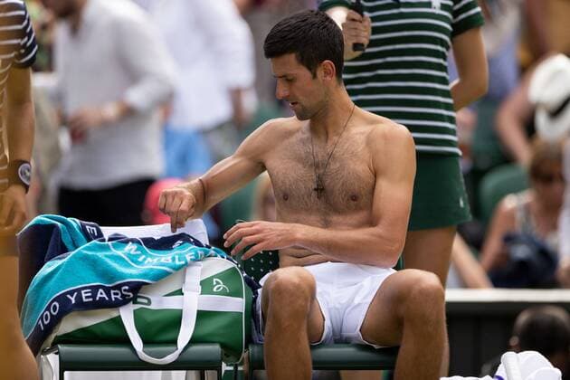 Mandatory Credit: Photo by Ella Ling Shutterstock (13012398by) Novak Djokovic during his third round match Wimbledon Tennis Championships, Day 5, The All England Lawn Tennis and Croquet Club, London, UK - 01 Jul 2022 Wimbledon Tennis Championships, Day 5, The All England Lawn Tennis and Croquet Club, London, UK - 01 Jul 2022  Copyright: xEllaxLing Shutterstockx 13012398by