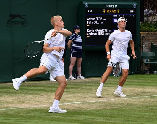 Tennis Championships - Week One - Day Two (Friday) - All England Lawn Tennis Club, Wimbledon - Friday 1st July 2022 Mens Doubles Arthur Fery and Felix Gill (GBR) v Kevin Krawietz and Andreas Mies (Germany) Arthur Fery and Felix Gill (GBR) 