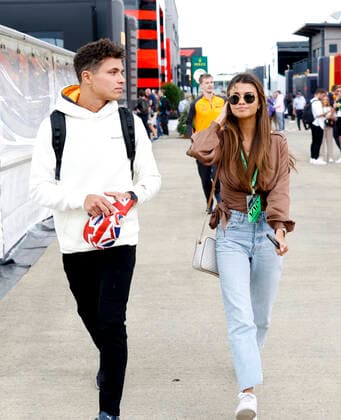 4 Lando Norris (GBR, McLaren F1 Team) with his girlfriend Luisinha Oliveira, F1 Grand Prix of Great Britain at Silverstone Circuit on July 1, 2022 in Silverstone, United Kingdom. (Photo by HOCH ZWEI) Silverstone United Kingdom