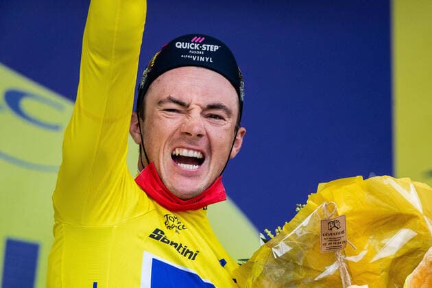 Sport Themen der Woche KW26 Sport Bilder des Tages 220701 Yves Lampaert of Quick-Step Alpha Vinyl Team in the yellow shirt after the first stage of Tour the France on July 1, 2022 in Copenhagen. Photo: Mathilda Ahlberg BILDBYRAN COP 240 MA0262 cykling cycling sykling tour the france stage 1 bbeng *** 220701 Yves Lampaert of Quick Step Alpha Vinyl Team in the yellow shirt after the first stage of Tour the France on July 1, 2022 in Copenhagen Photo Mathilda Ahlberg BILDBYRAN COP 240 MA0262 cykling cycling sykling tour the france stage 1 bbeng,  Copyright: MATHILDAxAHLBERG BB220701BB585