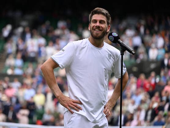 Tennis Championships - Week One - Day Two (Friday) - All England Lawn Tennis Club, Wimbledon - Friday 1st July 2022 Mens singles Cameron Norrie v Steve Johnson (USA) Cameron Norrie of Great Britain interviewed after the match 