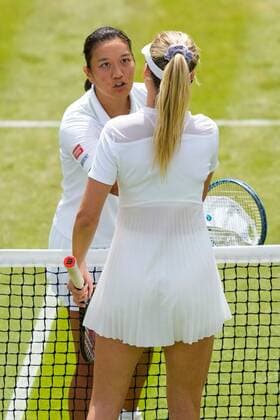 Mandatory Credit: Photo by Dave Shopland Shutterstock (13012402b) Harmony Tan celebrates winning her 3rd round match Wimbledon Tennis Championships, Day 6, The All England Lawn Tennis and Croquet Club, London, UK - 02 Jul 2022 Wimbledon Tennis Championships, Day 6, The All England Lawn Tennis and Croquet Club, London, UK - 02 Jul 2022  Copyright: xDavexShopland Shutterstockx 13012402b