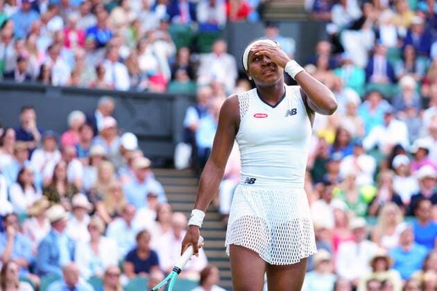 Mandatory Credit: Photo by Javier Garcia Shutterstock (13012408gw) Coco Gauff reacts during her third round match Wimbledon Tennis Championships, Day 6, The All England Lawn Tennis and Croquet Club, London, UK - 02 Jul 2022 Wimbledon Tennis Championships, Day 6, The All England Lawn Tennis and Croquet Club, London, UK - 02 Jul 2022  Copyright: xJavierxGarcia Shutterstockx 13012408gw