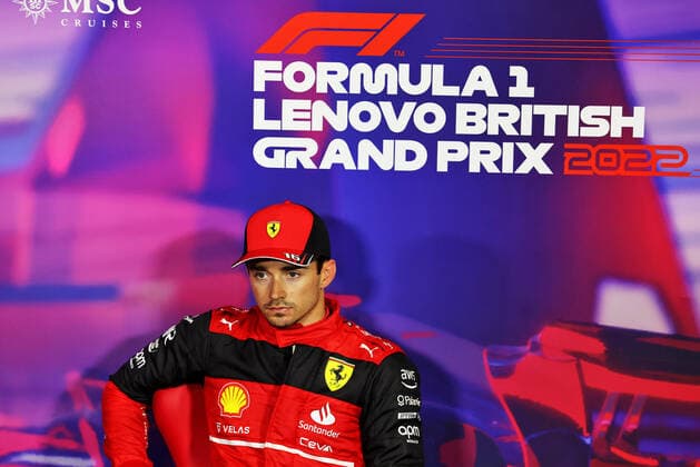 LECLERC Charles (mco), Scuderia Ferrari F1-75, portrait press conference, PK, Pressekonferenz during the Formula 1 Lenovo British Grand Prix 2022, 10th round of the 2022 FIA Formula One World Championship, WM, Weltmeisterschaft on the Silverstone Circuit, from July 1 to 3, 2022 in Silverstone, United Kingdom - F1 - BRITISH GRAND PRIX 2022 DPPI Panoramic LC1_9549