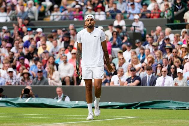 Mandatory Credit: Photo by Dave Shopland Shutterstock (13012402gy) Nick Kyrgios during his third round match Wimbledon Tennis Championships, Day 6, The All England Lawn Tennis and Croquet Club, London, UK - 02 Jul 2022 Wimbledon Tennis Championships, Day 6, The All England Lawn Tennis and Croquet Club, London, UK - 02 Jul 2022  Copyright: xDavexShopland Shutterstockx 13012402gy
