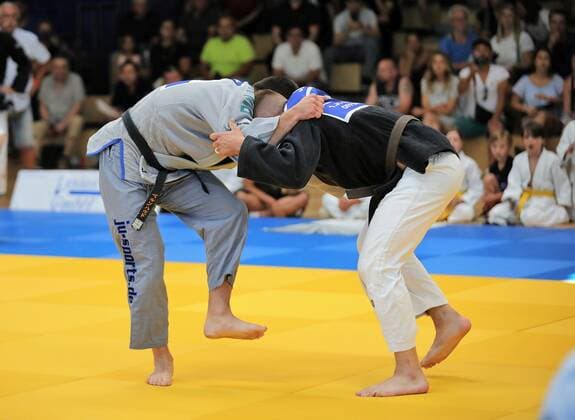 02.07.2022 Offenbach 1. Judo-Bundesliga 2022 Männer 1. JC Samurai Offenbach gegen TV 1848 Erlangen Markus Seifert (JC Samurai Offenbach ) gegen Friedemann Schneider (TV 1848 Erlangen )