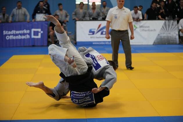 02.07.2022 Offenbach 1. Judo-Bundesliga 2022 Männer 1. JC Samurai Offenbach gegen TV 1848Erlangen Leon Ehmig (Samurai) gegen Tim Himmelspach (TV 1848 Erlangen )