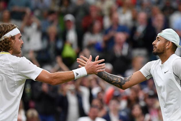 Nick Kyrgios defeated Stefanos Tsitsipas (Gre) TENNIS : Wimbledon 2022 : 02 07 2022 AntoineCouvercelle Panoramic 