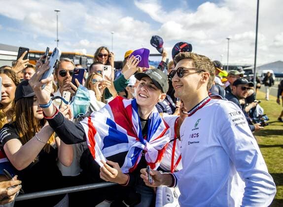 SILVERSTONE - George Russell (Mercedes) ahead of the F1 Grand Prix of Great Britain at Silverstone on July 3, 2022 in Silverstone, England. REMKO DE WAAL F1 Grand Prix of Great Britain 2022 xVIxANPxSportx xxANPxIVx