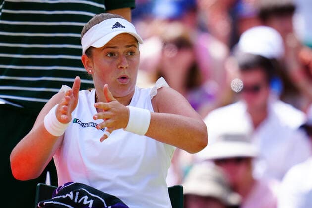 Mandatory Credit: Photo by James Veysey Shutterstock (13012857k) Jelena Ostapenko during her fourth round match Wimbledon Tennis Championships, Day 7, The All England Lawn Tennis and Croquet Club, London, UK - 03 Jul 2022 Wimbledon Tennis Championships, Day 7, The All England Lawn Tennis and Croquet Club, London, UK - 03 Jul 2022  Copyright: xJamesxVeysey Shutterstockx 13012857k