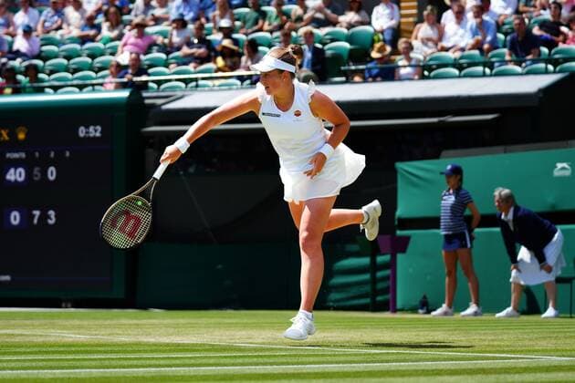 Mandatory Credit: Photo by James Veysey Shutterstock (13012857ar) Jelena Ostapenko during her fourth round match Wimbledon Tennis Championships, Day 7, The All England Lawn Tennis and Croquet Club, London, UK - 03 Jul 2022 Wimbledon Tennis Championships, Day 7, The All England Lawn Tennis and Croquet Club, London, UK - 03 Jul 2022  Copyright: xJamesxVeysey Shutterstockx 13012857ar