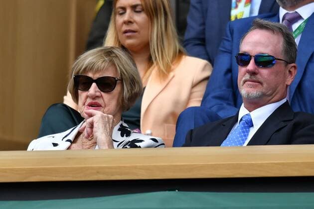 Mandatory Credit: Photo by James Veysey Shutterstock (13012856bl) Margaret Court and Barry Court in the Royal Box on Centre Court Wimbledon Tennis Championships, Day 7, The All England Lawn Tennis and Croquet Club, London, UK - 03 Jul 2022 Wimbledon Tennis Championships, Day 7, The All England Lawn Tennis and Croquet Club, London, UK - 03 Jul 2022  Copyright: xJamesxVeysey Shutterstockx 13012856bl